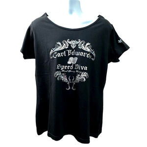 Carl Edwards # 99 Nascar Ladies 2Sided Black Speed Diva Shirt 2XL